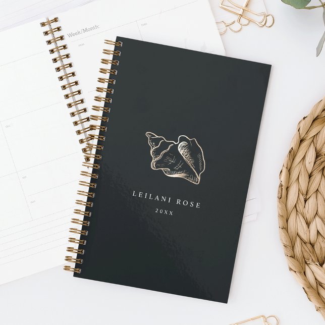 Elegant Gold Conch Shell Personalised Planner (Creator Uploaded)