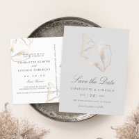 Elegant Gold Conch Shell Wedding Save the Date