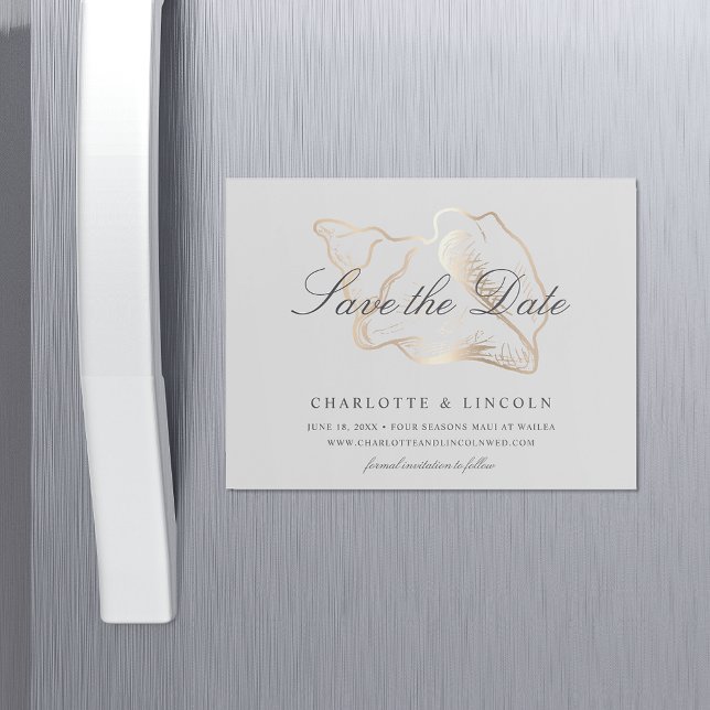Elegant Gold Conch Shell Wedding Save the Date Magnetic Invitation (Creator Uploaded)