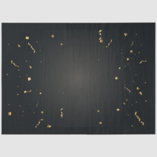 Elegant Gold Confetti Black Tissue Paper