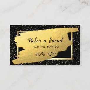 Elegant Gold Confetti,Brush Stroke Referral Card