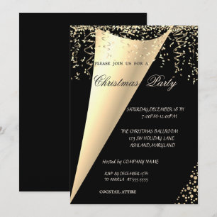 Elegant, Gold Confetti Company Christmas Party Invitation