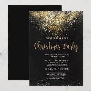 Elegant Gold Confetti Company Christmas Party Invitation