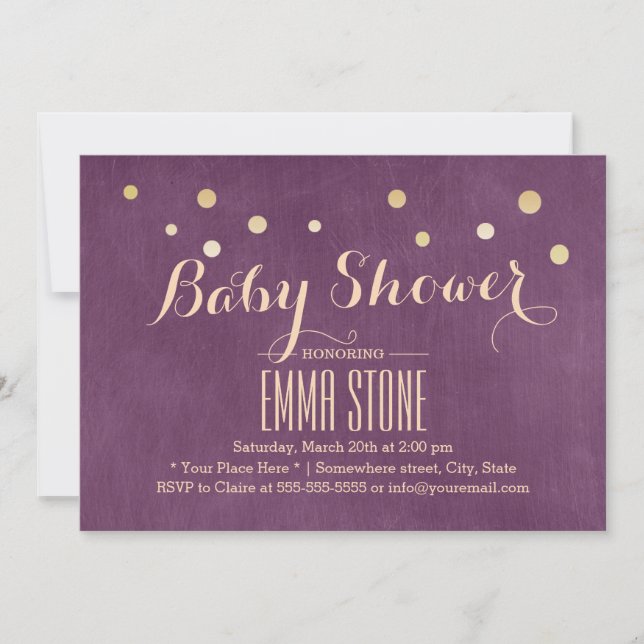 Elegant Gold Confetti Dots Modern Baby Shower Invitation (Front)