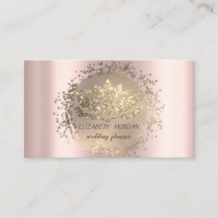 Elegant Gold Confetti Glitter Lotus Rose Gold Business Card