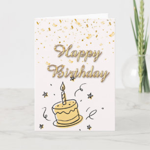 Elegant Gold Confetti Happy Birthday Card - Modern