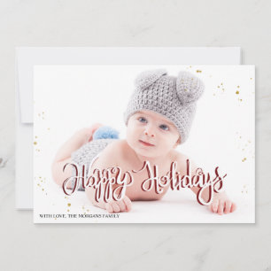 Elegant Gold Confetti Happy Holidays Photo