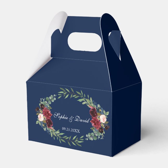 Elegant Gold Confetti Love Burgundy Wedding Favour Box (Front Side)