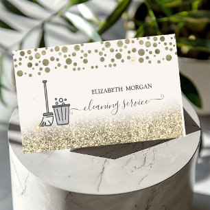 Elegant Gold Confetti Maid Cleaning Glitter  Business Card