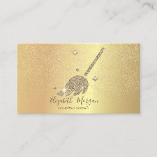 Elegant Gold Confetti Maid Cleaning House Business Card