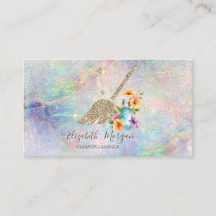 Elegant Gold Confetti Maid Spray Bottle Opal Business Card