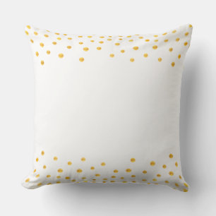 Elegant Gold Confetti on White Cushion