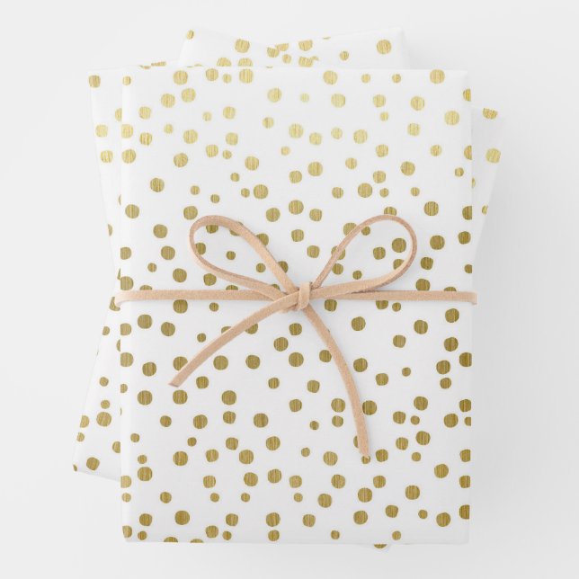 Elegant Gold Confetti Pattern Wedding Wrapping Paper Sheet (In situ)