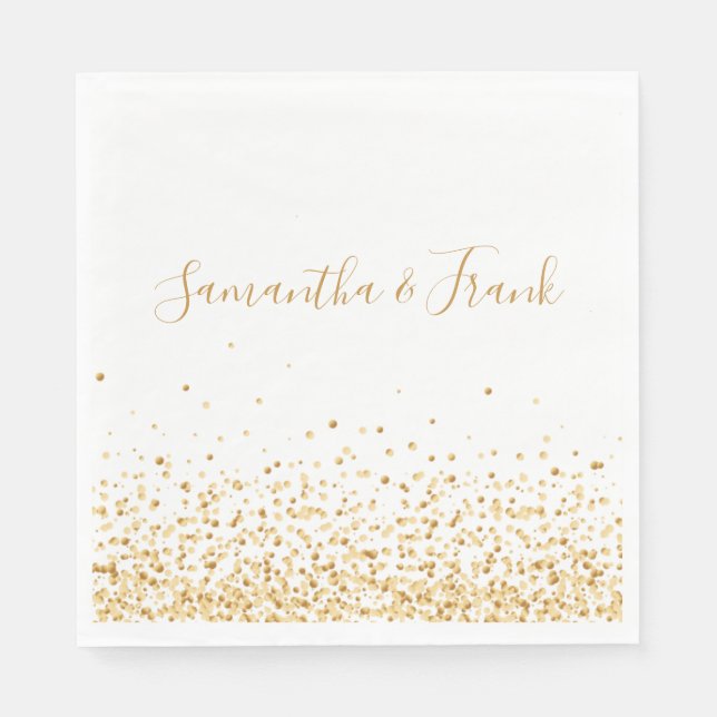 Elegant Gold Confetti Personalised  Napkin (Front)