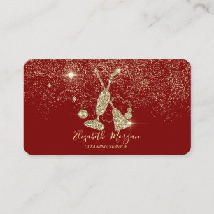 Elegant Gold Confetti Vacuum cleaner,Broom Red Business Card