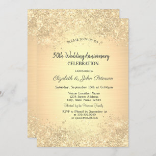Elegant Gold Confetti Wedding Anniversary Invitation