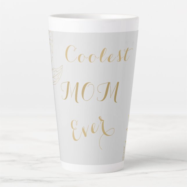 Elegant Gold Coolest Mum Ever Grey Latte Mug (Front)