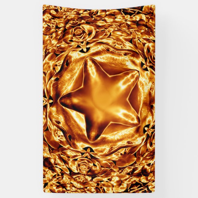 Elegant Gold Copper Christmas Star Chic Banner (Vertical)