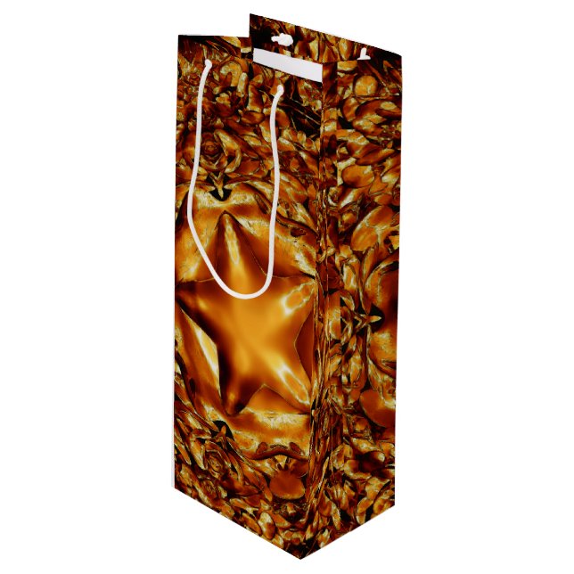 Elegant Gold Copper Christmas Star Chic Gift Bag (Front Angled)