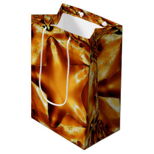 Elegant Gold Copper Christmas Star Chic Gift Bag
