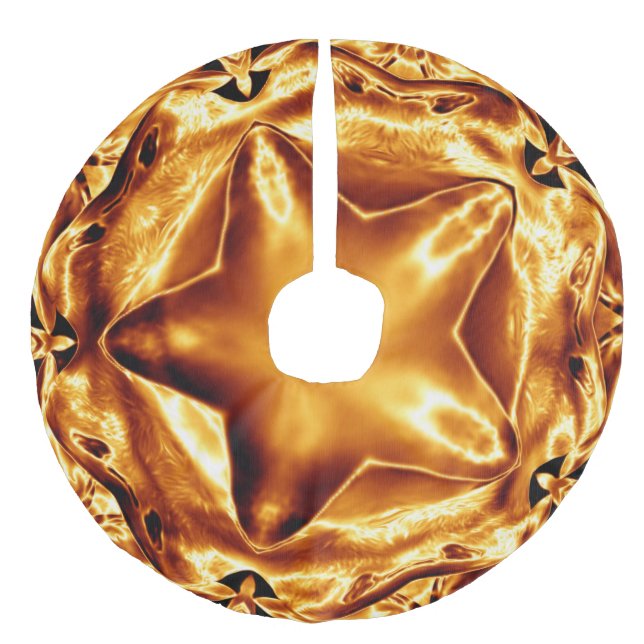 Elegant Gold Copper Christmas Star Chic Tree Skirt (Front)
