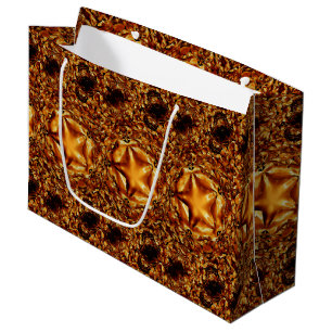 Elegant Gold Copper Christmas Stars Chic Gift Bag