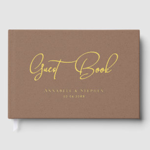 Elegant, Gold-Copper-Silver-Foil-Wedding Guest Book