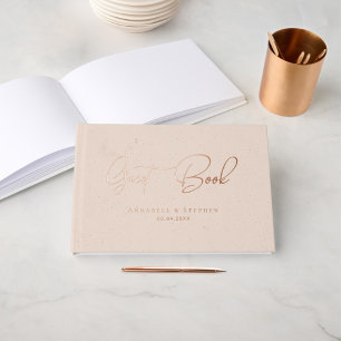 Elegant, Gold-Copper-Silver-Foil-Wedding Guest Book