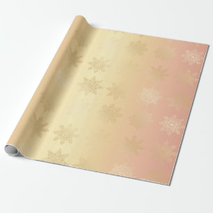 Elegant Gold & Copper Snowflake Christmas Pattern Wrapping Paper