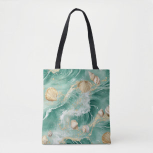 Elegant Gold Coral & Seashell Watercolor Art (2) Tote Bag