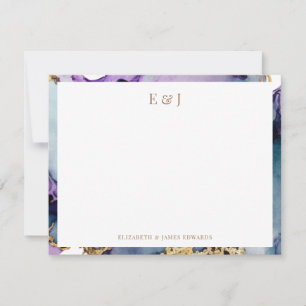 Elegant Gold Couple Initials Alcohol Ink Border Card