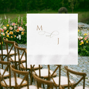 Elegant Gold Couple Script Initials Wedding Coined Napkin