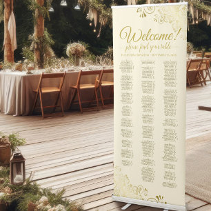 Elegant Gold & Cream Alphabetical Seating Chart Retractable Banner
