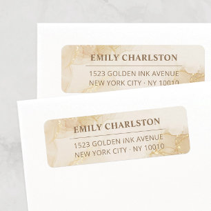 Elegant Gold Cream Beige Watercolor Return Address