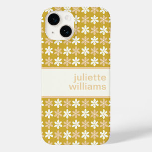 ELEGANT GOLD CREAM CHAMPAGNE COLOR TINY FLOWER ART Case-Mate iPhone 14 CASE