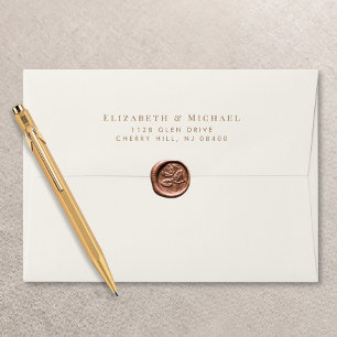 Elegant Gold Cream Wedding Return Address Envelope