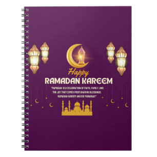 Elegant Gold Crescent Ramadan Mubarak Greeting Notebook