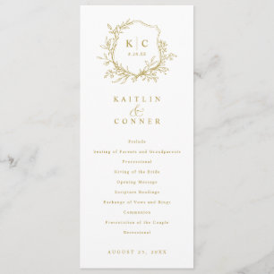 Elegant Gold Crest Vintage Wedding Programs Programme