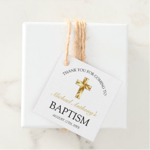 Elegant Gold Cross Baby Boy Baptism Thank You Favo Favour Tags