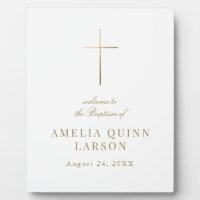 Elegant Gold Cross Baptism Christening Welcome
