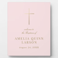 Elegant Gold Cross Baptism Christening Welcome