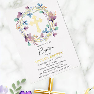 Elegant Gold Cross Baptism Floral
