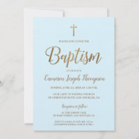 Elegant Gold cross Blue Custom Baptism
