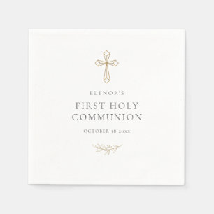 Elegant Gold Cross First Holy Communion Napkins