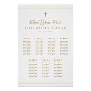 Elegant Gold Cross Religious Baptism Seating Chart