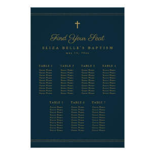 Elegant Gold Cross Religious Baptism Seating Chart