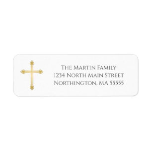 Elegant Gold Cross Return Address
