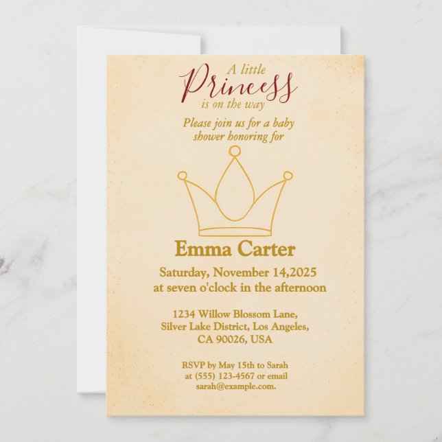 Elegant Gold Crown Baby Shower Invitation (Front)