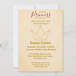 Elegant Gold Crown Baby Shower Invitation