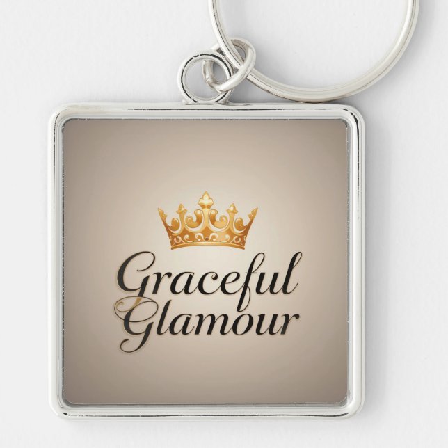 Elegant Gold Crown Emblem Key Ring (Front)